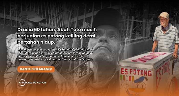 Abah Toto Berjuang Sendiri, Berjualan Es Potong Sambil Merawat Ibunya