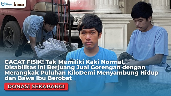 Merangkak Berjualan Gorengan Demi Nafkahi Keluarga, Bantu Aji Remaja Disabilitas Bertahan Menyambung Hidup