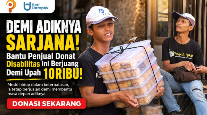 DEMI ADIK TAK BERHENTI KULIAH! Penjual Donat Disabilitas ini Berjuang Sendirian Demi Adiknya!!