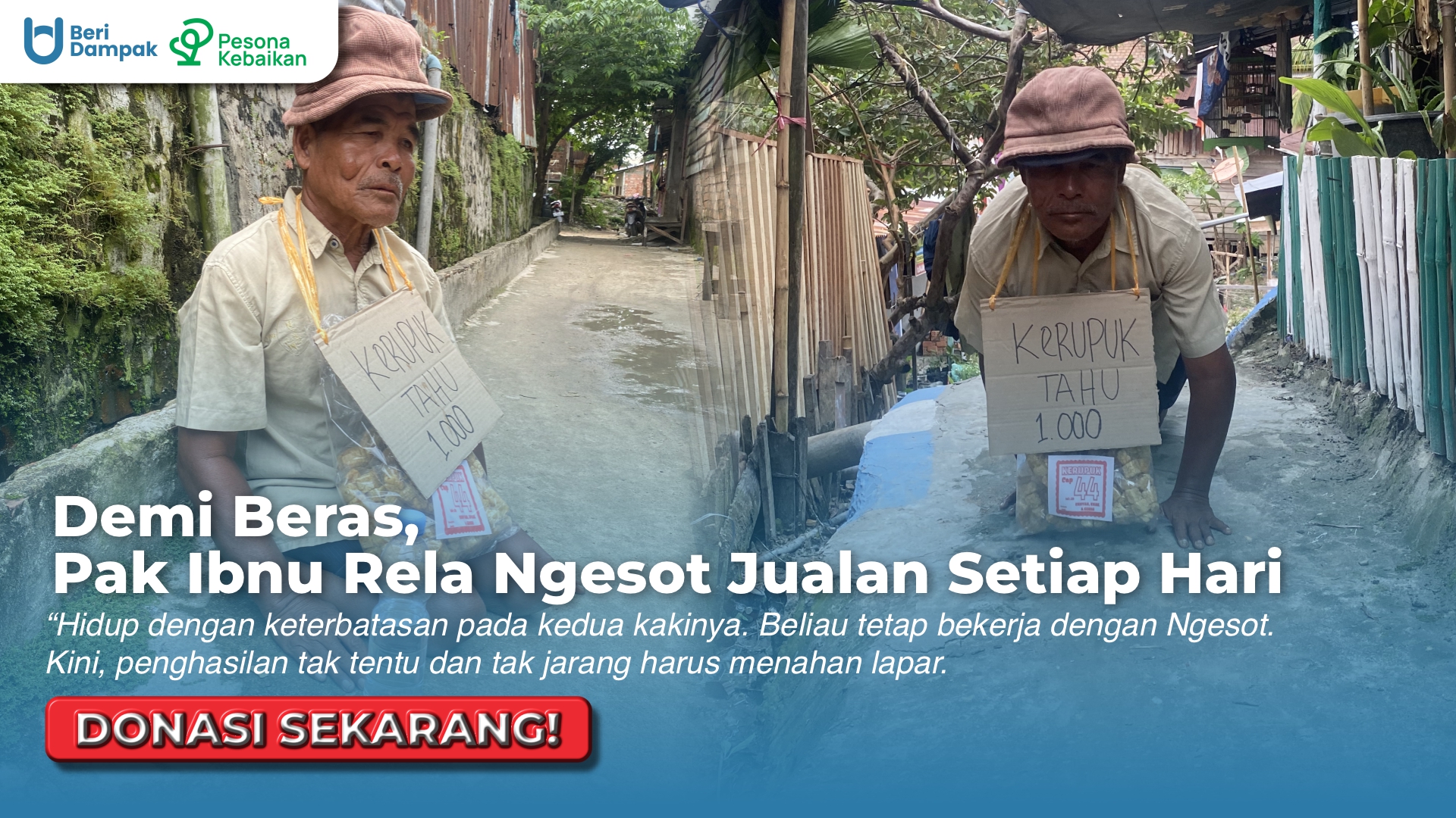 Kaki Penuh Luka dan Ngesot Keliling Demi Bisa Makan! Bantu Lansia Penjual Kerupuk Bertahan Hidup